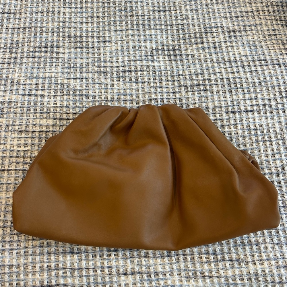 Brown Leather Pouch Clutch